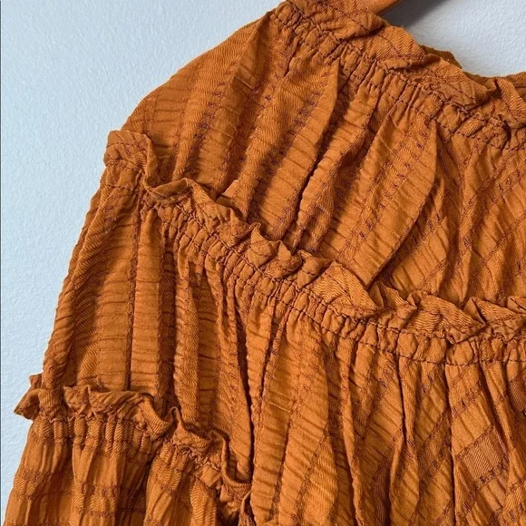 Free People Hailey Cropped Boho Ruffle Festival Blouse Top Large - Picture 3 of 14